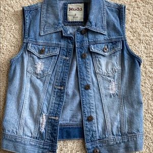 Sleeveless distressed Mudd jean jacket